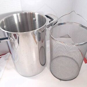 Oneida Immaculate Asparagus Pasta Pot Strainer‎ colander 18/10 Stainless Steel